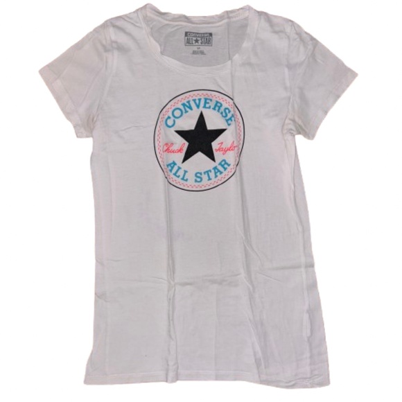 CONVERSE ALL STAR CHUCK TAYLOR TEE women's size small white short sleeved - Picture 1 of 4